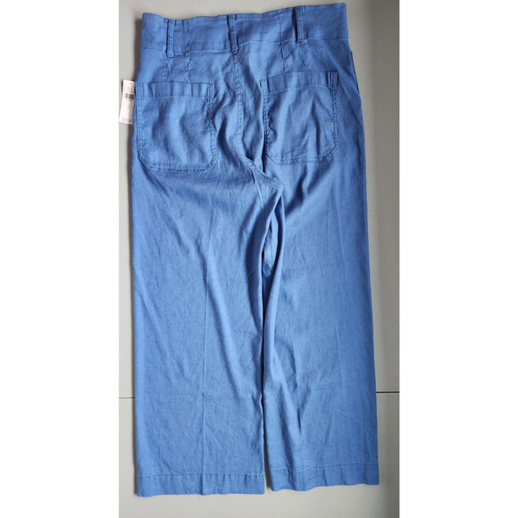 NWD Anthropologie The Colette Cropped Wide-Leg Linen Pants Sz 31 Wedgewood 7B409 - Picture 5 of 12